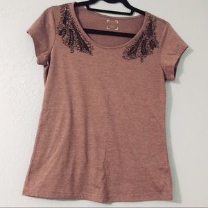 50%off offer | Embellished brown t-shirt | short sleeved